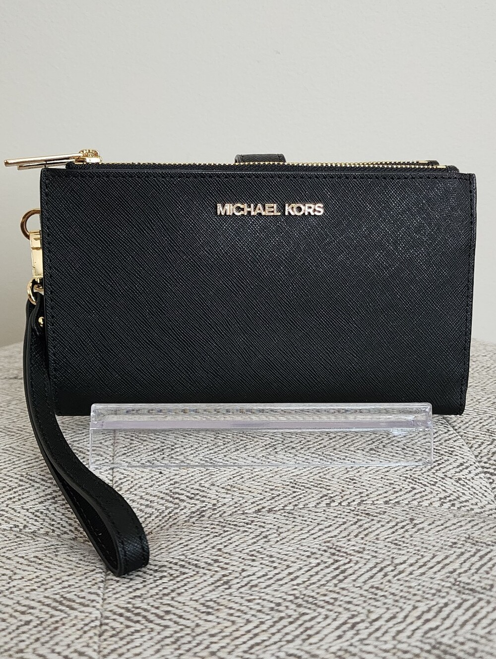 Michael Kors Black Wristlet Wallet with Gold Hardware